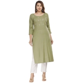 JC4U - Green Rayon Womens Straight Kurti ( Pack of 1 ) - None