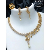 ROFARWORD Gold Brass Necklace Set ( Pack of 1 ) - Gold