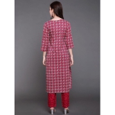 Antaran Cotton Printed Kurti With Pants Womens Stitched Salwar Suit - Red ( Pack of 2 ) - None