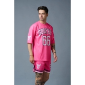 Go Devil 66 Printed Pink Polyester Co-ord Set for Men XXL