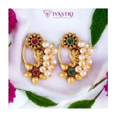 Vivastri Premium &  CZ Pearl Studded Gold Plated Evergreen Nath For Women & Girls-VIVA1180NTH-CMB - Multi Color