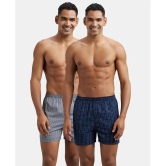 Jockey 8222 Men Super Combed Cotton Woven Checkered Inner Boxers - Grey & Navy (Pack of 2) - None