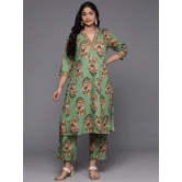 Plus Size Floral Printed Sequinned Kurta with Palazzos