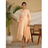 Juniper Cotton Embroidered Midi Womens Asymmetric Dress - Peach ( Pack of 1 ) - None