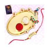 Stylish  Bhaiya Rakhi  BRO Designer Pendent  For Bhaiya/Brother/Bhai With Roli Chawal And 1 Greeting Card 1 Kankawati Pooja Thali - None