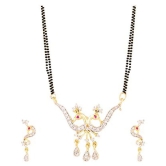 YouBella American Diamond Gold Plated Mangalsutra with Chain and Earrings