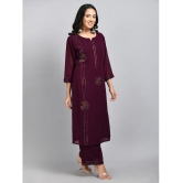 Desinoor - Wine Straight Georgette Women''s Stitched Salwar Suit ( Pack of 1 ) - None