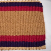 Handwoven Natural Coir Fiber Door Mat with Red and Blue Stripes