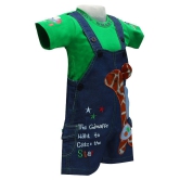 Zadmus Unisex Top and Dungaree Set Denim, Green  - 0-6 Months