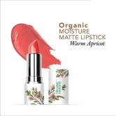 Organic Moisture Matte Lipstick - Warm Apricot | Long-lasting Peach Pink Creamy Matte Lipstick |Moisturizing Formula | 4GM