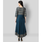 Estela - Blue Rayon Women''s Anarkali Kurti ( Pack of 1 ) - XL