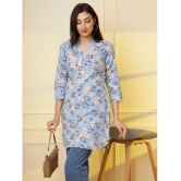 Tissu Cotton Printed Straight Womens Kurti - Blue ( Pack of 1 ) - None