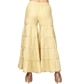 Women Gold-Toned Flared Handloom Palazzos