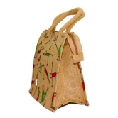 Eco-Friendly Jute Reusable Unique Printed Bag ideal for Tiffin Grocery Fruits Vegetable with Hard Grip Handle Big Reusable Hravy quality Bag for Men Women