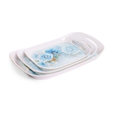 HomePro - Blue Floral Design Tray Multicolor Serving Tray ( Set of 1 )