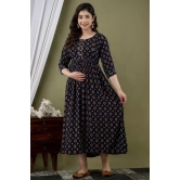 PALANI-HUB Women Maternity/Nursing Nighty  (Dark Black)