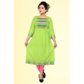 haya fashion - Lime Green Rayon Women's Straight Kurti ( Pack of 1 ) - None