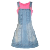 Naughty Ninos Girls Light Blue Denim Pinafore Dress With T-Shirt - None