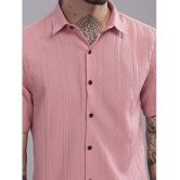 Paul Street Polyester Slim Fit Self Design Half Sleeves Mens Casual Shirt - Pink ( Pack of 1 ) - None