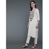 Antaran Cotton Printed Kurti With Pants Women's Stitched Salwar Suit - White ( Pack of 1 ) - None