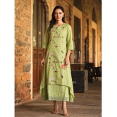 AMIRAS INDIAN ETHNICWEAR 100% Cotton Embroidered Asymmetrical Womens Kurti - Green ( Pack of 1 ) - None