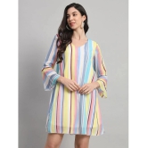 Curvydrobe Georgette Striped Mini Women's A-line Dress - Multi Color ( Pack of 1 ) - None