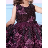 Cutedoll Wine Color Net Flower Girl's Party Dress-2-3 Year