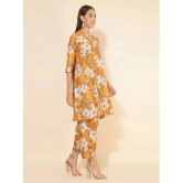 Janasya Womens Mustard Moss Floral Printed Co-Ord Set - None