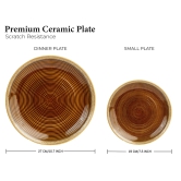 Reactive Handcrafted Premium Ceramic Dinner Set | 6 Dinner Plates, 6 Quarter Plates, and 6 Small Dinner Bowl | Stoneware | Microwave and Dishwasher Safe | Pack of 18 | Peanut Brown