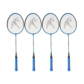 Hipkoo Sports High Quality Wide Body Aluminum Badminton Group Racket, Ideal for Beginner, Flexible, Lightweight & Sturdy (Blue, Set of 4)