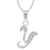 Vighnaharta Y Alphabet Rhodium Plated Pendant - [VFJ1151PR]