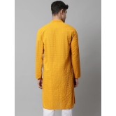 Jompers Men Mustard Chikan Kurta Only-L / Mustard