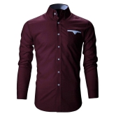 Life Roads - Maroon Cotton Slim Fit Men's Casual Shirt (Pack of 1 ) - None