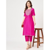 Pannkh - Pink Art Silk Womens A-line Kurti ( Pack of 1 ) - None