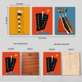 African Theme Wood Print Wall Art Set of 3-23 X 35 Inches Each / Birchwood Thickness: 12mm