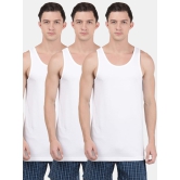 Men's Super Combed Cotton Round Neck Sleeveless Vest with Extended Length for Easy Tuck - White(Pack of 3)