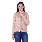 eWools.in Beige Woollen Full Sleeves Buttoned Cardigan - M