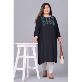 Preksha Rayon Embroidered Straight Women's Kurti - Black ( Pack of 1 ) - None