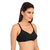 Black C-1212 Women Cotton Chiken Fabric Cotton Full coverage Bra-34 / B / White