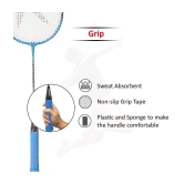 Hipkoo Sports Junior Player Aluminum Badminton Complete Racquets Set | 2 Wide Body Rackets with Cover and 3 Feather Shuttlecocks | Ideal for Beginner | Flexible, Lightweight & Sturdy (Blue, 