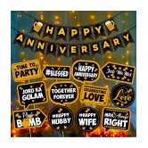 Party propz Anniversary Decoration Items Combo - 14Pcs Kit Combo For Home Or Bedroom - Anniversary Banner, Metallic & Foil Balloons, Golden Foil Curtains - Marriage decorations Set - Husband