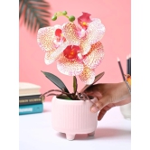 Market99 White Artificial Orchid Flower With Golden Pot