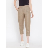 Women Brown Relaxed Regular Fit Self Design Cigarette Trousers