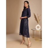 Janasya Crepe Printed A-line Womens Kurti - Navy Blue ( Pack of 1 ) - None