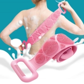 Smizzy Bath Combo of Silicone Reusable Body Back Scrubbing Belt with Exfoliating Deep Cleaning for Dead Skin Removal Bubble Bath Brush