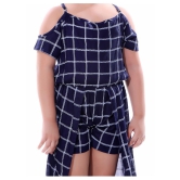 Naughty Ninos Girls Navy Blue Checked Fit and Flare Dress - None