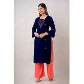 Kapadia - Navy Blue Rayon Womens Straight Kurti ( Pack of 1 ) - None