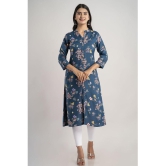 MAUKA - Blue Rayon Womens Front Slit Kurti ( Pack of 1 ) - None