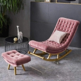 Wooden Twist Pink Recliner Lounger Wooden Rocking Chair in Premium Soft Comfortable Cushion-Pink