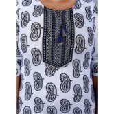 JC4U Cotton Embroidered Straight Womens Kurti - White ( Pack of 1 ) - None